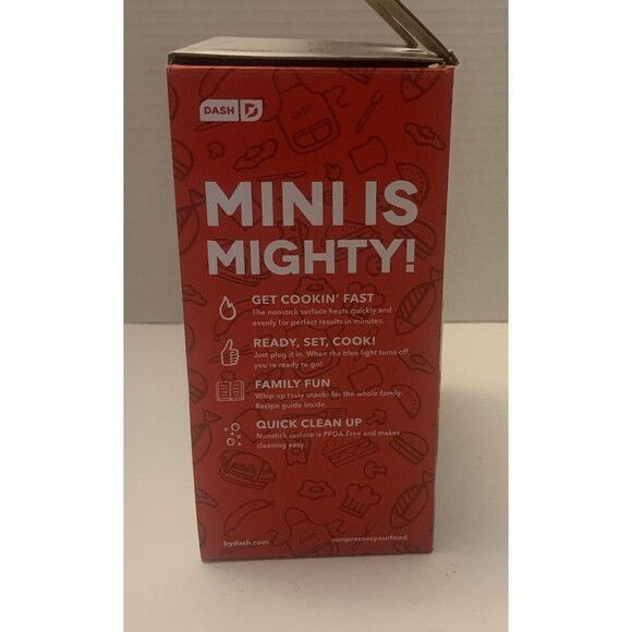 Dash Mini Snowflake Waffle Maker White Peppermint Candy Cane 4" Non Stick - Picture 3 of 10